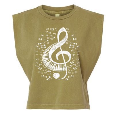 Musician Pianist Music Notes Keyboard Treble Clef Piano Garment-Dyed Women's Muscle Tee