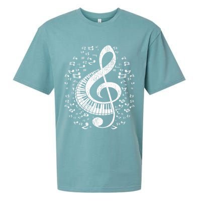 Musician Pianist Music Notes Keyboard Treble Clef Piano Sueded Cloud Jersey T-Shirt
