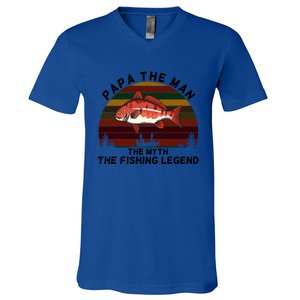 Meaningful Papa Myth Legend Redfish Fishing Gift V-Neck T-Shirt