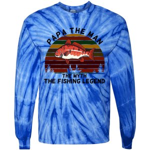 Meaningful Papa Myth Legend Redfish Fishing Gift Tie-Dye Long Sleeve Shirt