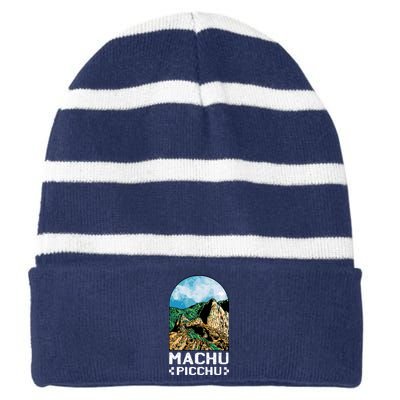 Machu Picchu Striped Beanie with Solid Band