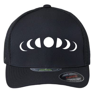 Moon Phases Minimalistic White Moons Witch Stuff Gift Flexfit Unipanel Trucker Cap