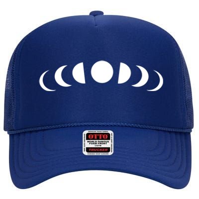 Moon Phases Minimalistic White Moons Witch Stuff Gift High Crown Mesh Back Trucker Hat