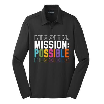 Mission Possible Motivational Inspirational School Silk Touch Performance Long Sleeve Polo