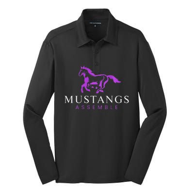 Mustangs Purple Silk Touch Performance Long Sleeve Polo