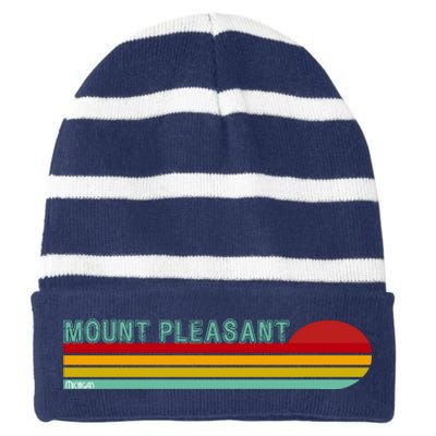 Mount Pleasant Michigan Striped Beanie with Solid Band