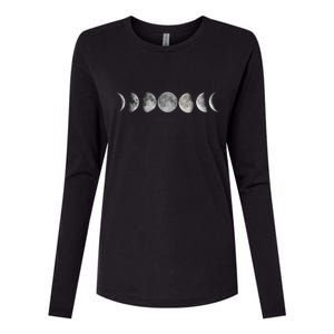 Moon Phases Womens Cotton Relaxed Long Sleeve T-Shirt