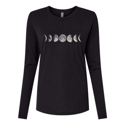 Moon Phases Womens Cotton Relaxed Long Sleeve T-Shirt