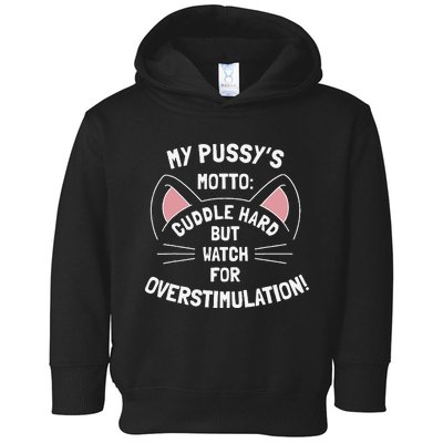 My PussyS Motto Cuddle Hard But Watch For Overstimulation Toddler Hoodie