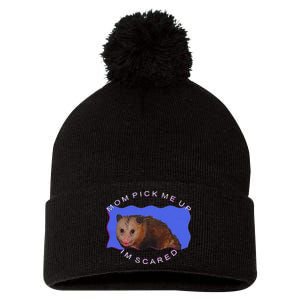 Mom Pick Me Up IM Scared Pom Pom 12in Knit Beanie