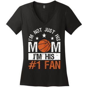 Mother Player Mother's Day Basketball Mom Number One Fan Women's V-Neck T-Shirt