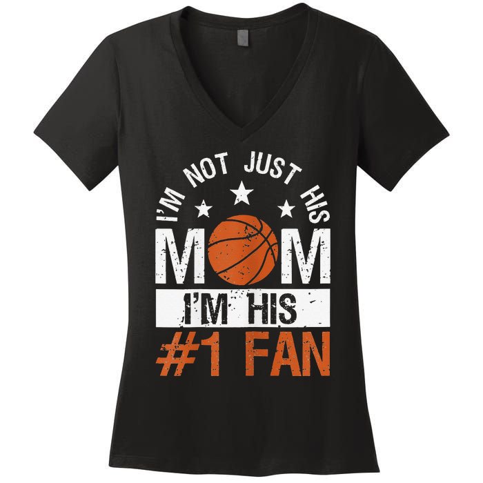 Mother Player Mother's Day Basketball Mom Number One Fan Women's V-Neck T-Shirt