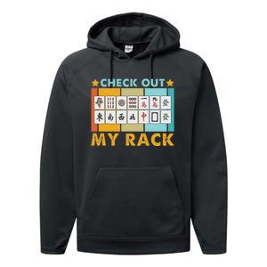 Mahjong Player Mahjong Lover Chinese Check Out My Rack Performance Fleece Hoodie