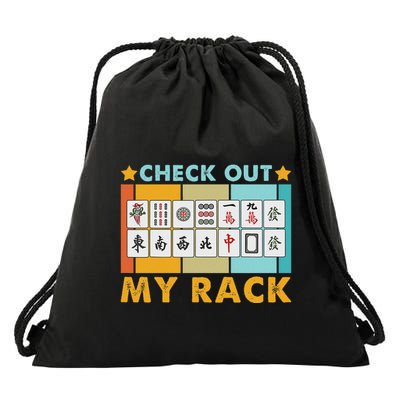 Mahjong Player Mahjong Lover Chinese Check Out My Rack Drawstring Bag