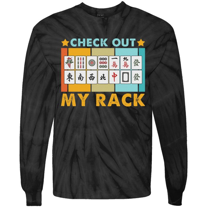 Mahjong Player Mahjong Lover Chinese Check Out My Rack Tie-Dye Long Sleeve Shirt