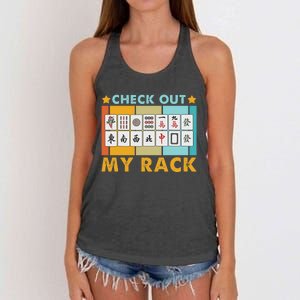 Mahjong Player Mahjong Lover Chinese Check Out My Rack Women's Knotted Racerback Tank