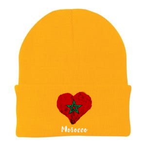 Moroccan Pride Morocco Heart Moroccan Roots Moroccan Flag Knit Cap Winter Beanie