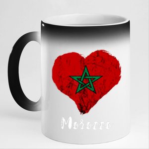 Moroccan Pride Morocco Heart Moroccan Roots Moroccan Flag 11oz Black Color Changing Mug