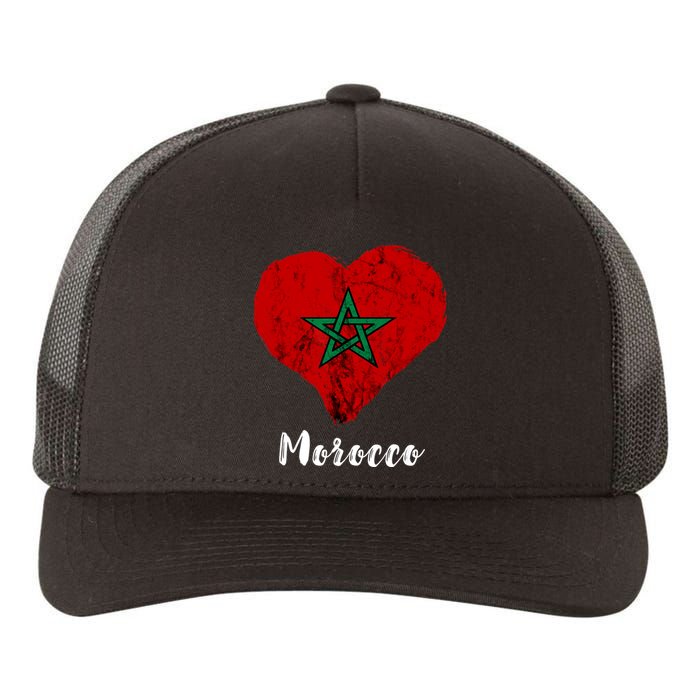 Moroccan Pride Morocco Heart Moroccan Roots Moroccan Flag Yupoong Adult 5-Panel Trucker Hat