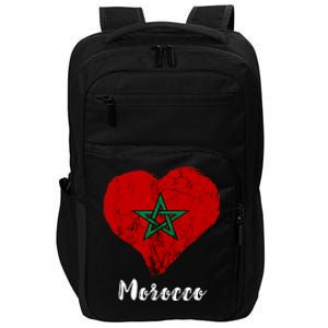 Moroccan Pride Morocco Heart Moroccan Roots Moroccan Flag Impact Tech Backpack