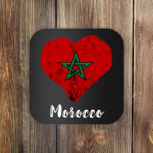 Moroccan Pride Morocco Heart Moroccan Roots Moroccan Flag Coaster