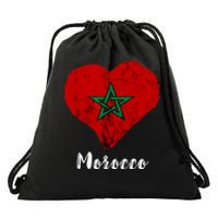 Moroccan Pride Morocco Heart Moroccan Roots Moroccan Flag Drawstring Bag