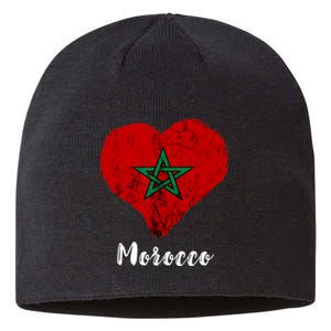 Moroccan Pride Morocco Heart Moroccan Roots Moroccan Flag Sustainable Beanie