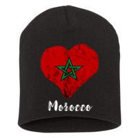 Moroccan Pride Morocco Heart Moroccan Roots Moroccan Flag Short Acrylic Beanie