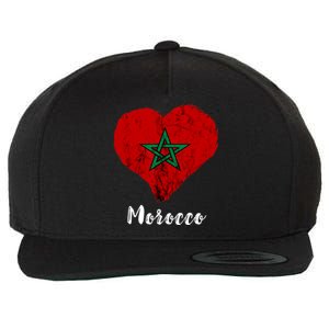 Moroccan Pride Morocco Heart Moroccan Roots Moroccan Flag Wool Snapback Cap