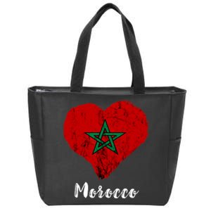 Moroccan Pride Morocco Heart Moroccan Roots Moroccan Flag Zip Tote Bag