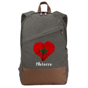 Moroccan Pride Morocco Heart Moroccan Roots Moroccan Flag Cotton Canvas Backpack