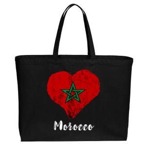 Moroccan Pride Morocco Heart Moroccan Roots Moroccan Flag Cotton Canvas Jumbo Tote