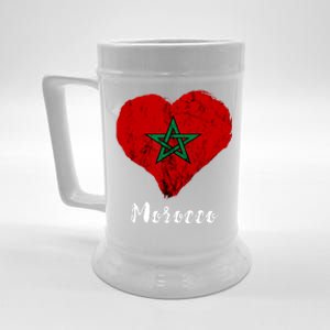 Moroccan Pride Morocco Heart Moroccan Roots Moroccan Flag Beer Stein