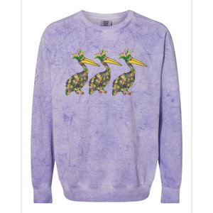 Mardi Pelicans Mardi Gras Beads Louisiana Parade New Orleans Colorblast Crewneck Sweatshirt