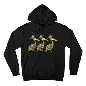 Mardi Pelicans Mardi Gras Beads Louisiana Parade New Orleans Hoodie