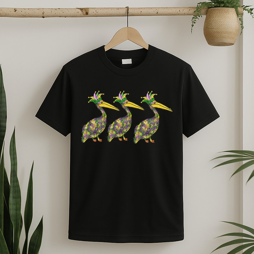 Mardi Pelicans Mardi Gras Beads Louisiana Parade New Orleans T-Shirt