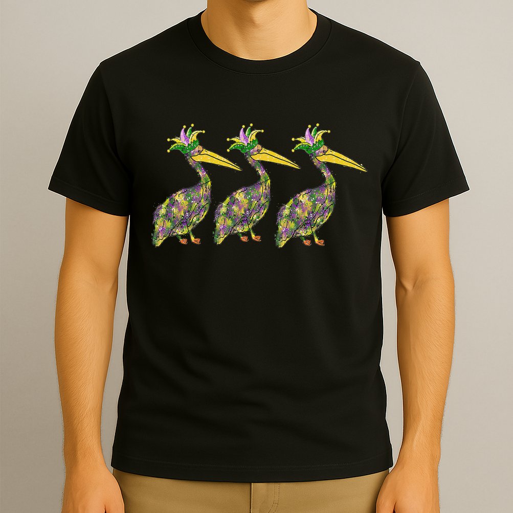 Mardi Pelicans Mardi Gras Beads Louisiana Parade New Orleans T-Shirt