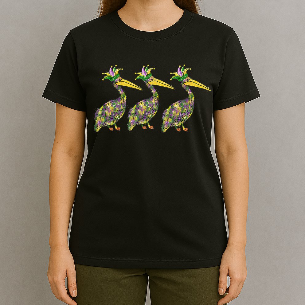 Mardi Pelicans Mardi Gras Beads Louisiana Parade New Orleans T-Shirt