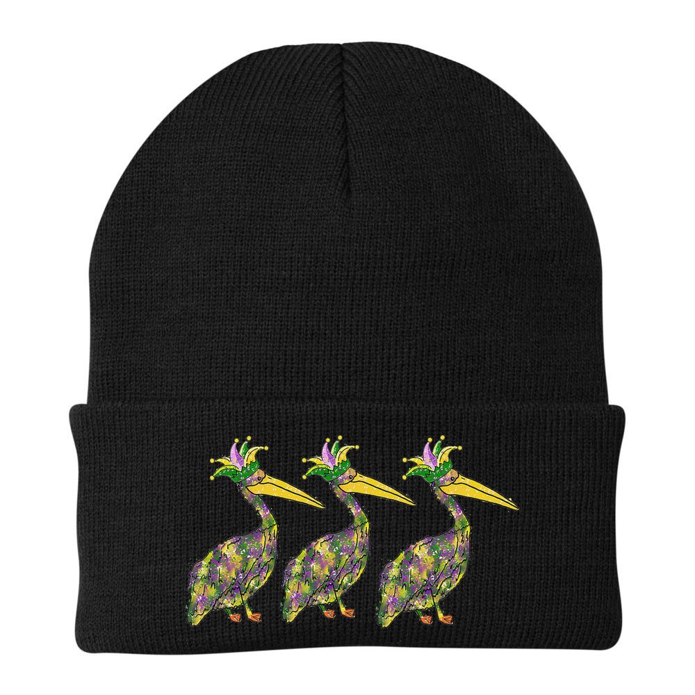 Mardi Pelicans Mardi Gras Beads Louisiana Parade New Orleans Beanie