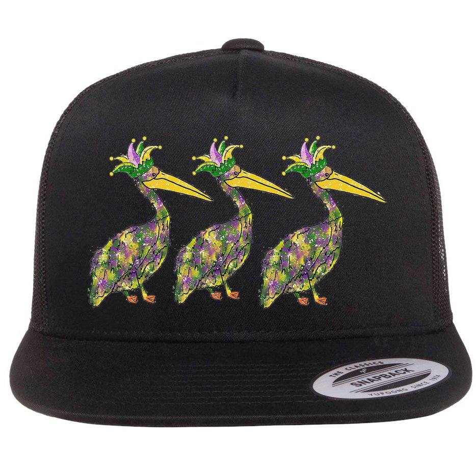 Mardi Pelicans Mardi Gras Beads Louisiana Parade New Orleans Flat Bill Trucker Hat