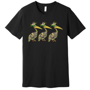 Mardi Pelicans Mardi Gras Beads Louisiana Parade New Orleans Premium T-Shirt