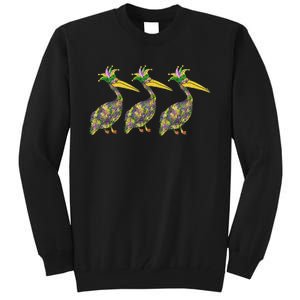 Mardi Pelicans Mardi Gras Beads Louisiana Parade New Orleans Tall Sweatshirt