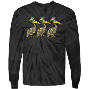 Mardi Pelicans Mardi Gras Beads Louisiana Parade New Orleans Tie-Dye Long Sleeve Shirt