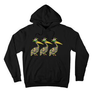 Mardi Pelicans Mardi Gras Beads Louisiana Parade New Orleans Tall Hoodie