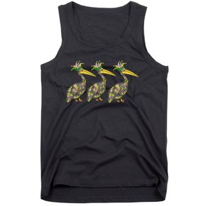 Mardi Pelicans Mardi Gras Beads Louisiana Parade New Orleans Tank Top