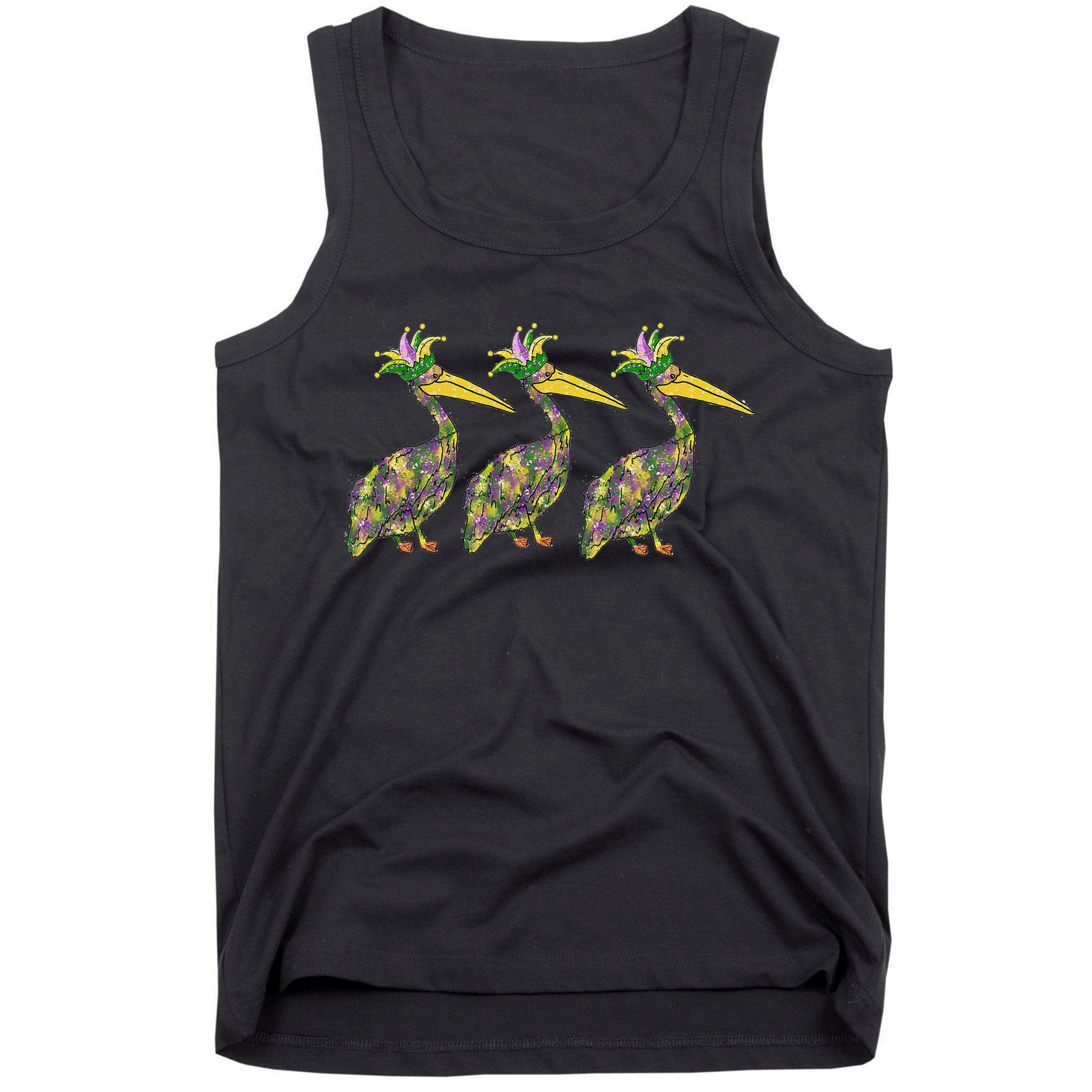 Mardi Pelicans Mardi Gras Beads Louisiana Parade New Orleans Tank Top