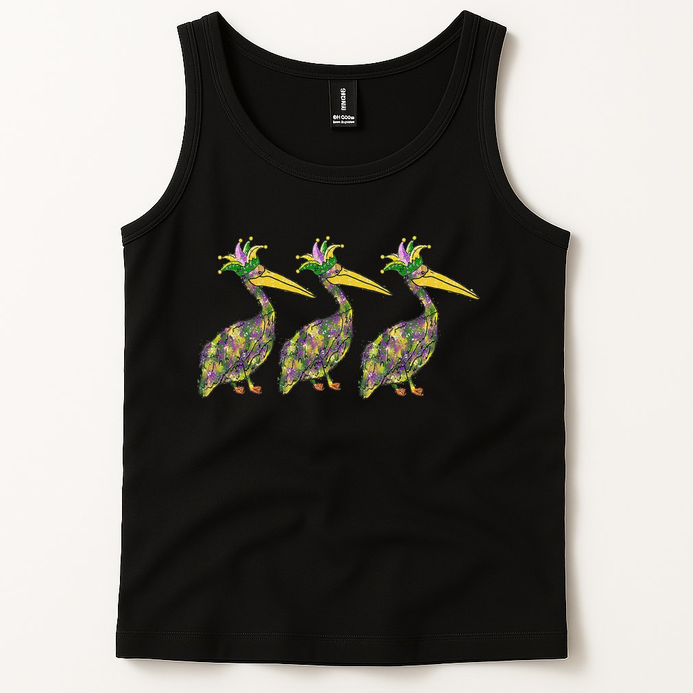 Mardi Pelicans Mardi Gras Beads Louisiana Parade New Orleans Tank Top