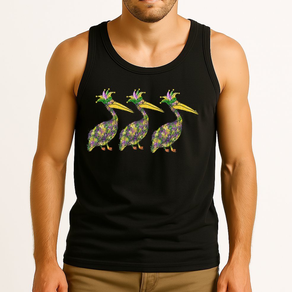 Mardi Pelicans Mardi Gras Beads Louisiana Parade New Orleans Tank Top