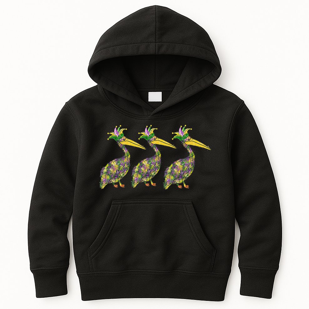 Mardi Pelicans Mardi Gras Beads Louisiana Parade New Orleans Kids Hoodie