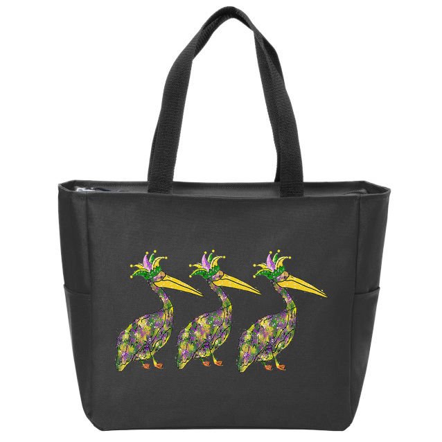 Mardi Pelicans Mardi Gras Beads Louisiana Parade New Orleans Zip Tote Bag